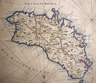 Mapa antiguo de la isla de Menorca