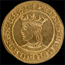 Anverso de Dobla de Pere I de Castilla (1334/1369)